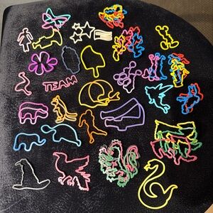 Bundle of 49 Silly Bandz Colorful Animal and Shapes Disney Harry Potter Y2K